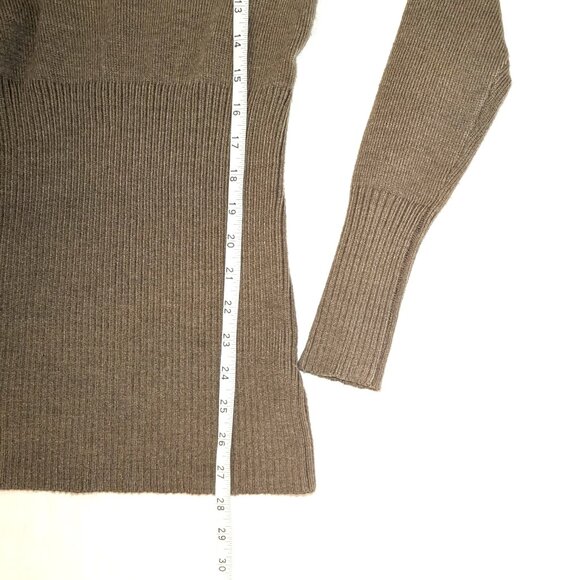 Guess | Taupe Brown Cold Shoulder Sweater Y2K Rhinestone Embellished | Medium - Picture 12 of 12